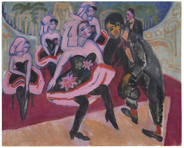 Der Verbleib des Gemäldes „Tanz im Varieté“ von Ernst Ludwig Kirchners aus dem Jahr 1911 war lange Zeit unbekannt. Jetzt ist es wieder aufgetaucht und wird vom Auktionshaus Ketterer bei seiner Jubiläumsauktion versteigert.